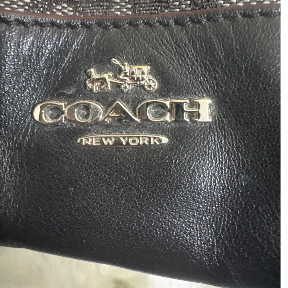 Coach Signature Jacquard Hobo Shoulder Bag Charcoal Grey Black Monogram Canvas